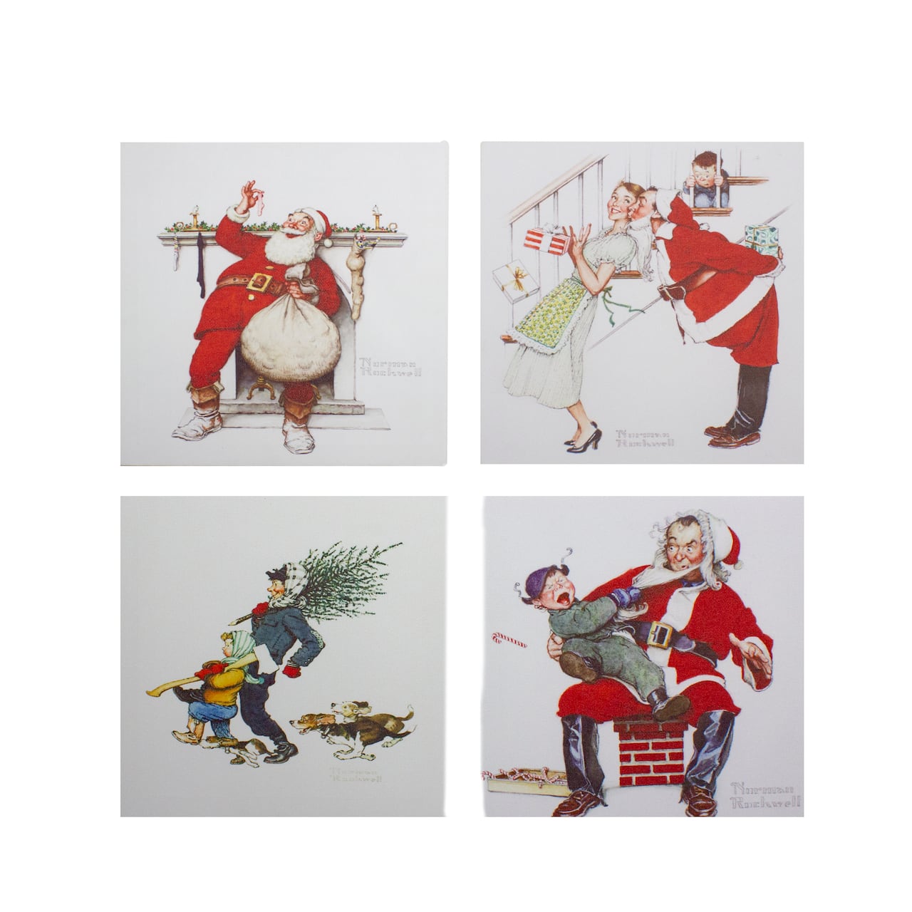 Classic Norman Rockwell Christmas Scene Canvas Prints Set, 4ct.